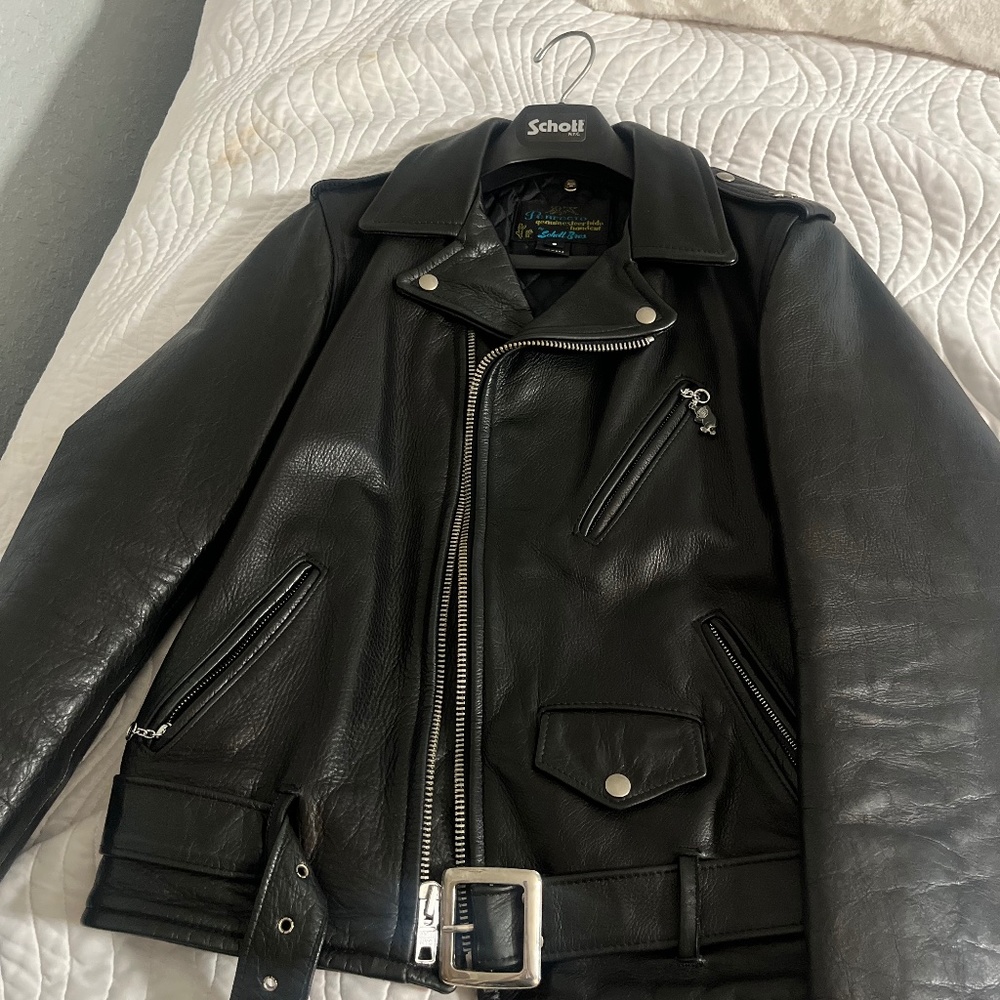 Schott Authentics Men's Leather Motorcycle Jacket Size S